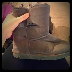 bearpaw gray boots, warn twice